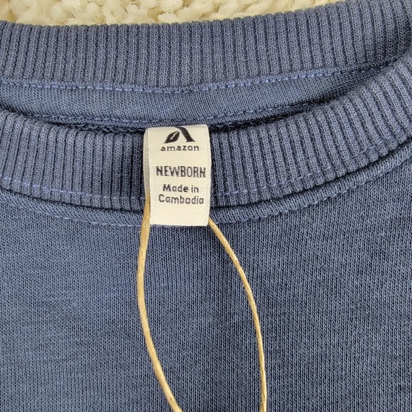 Unisex Organic Cotton Navy Blue Crewneck Sweatshirt Newborn Lot of 2 - Picture 5 of 11